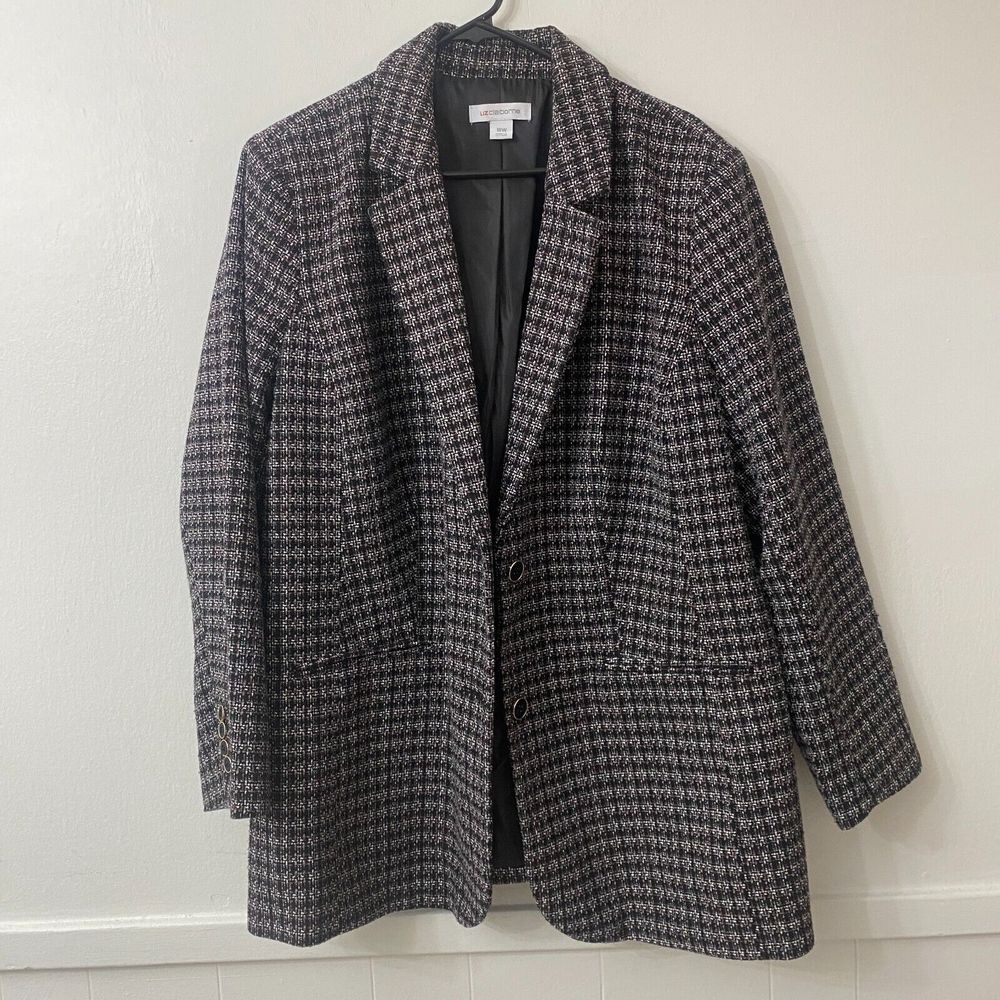 VTG Liz Claiborne Blazer Academia Preppy Y2K 90s Plaid Oversized Corp Whimsigoth